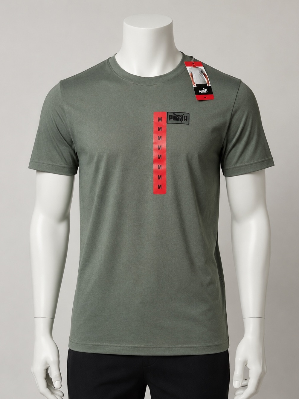 Puma Men’s Olive Green Graphic Logo T-Shirt Size Medium NWT Casual Crew Neck